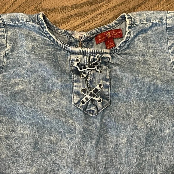 7 For All Mankind Little Girl Lightweight Stone Wash Denim Dress Size 4T - Picture 4 of 10